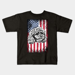 Patriotic Poodles American Flag Kids T-Shirt